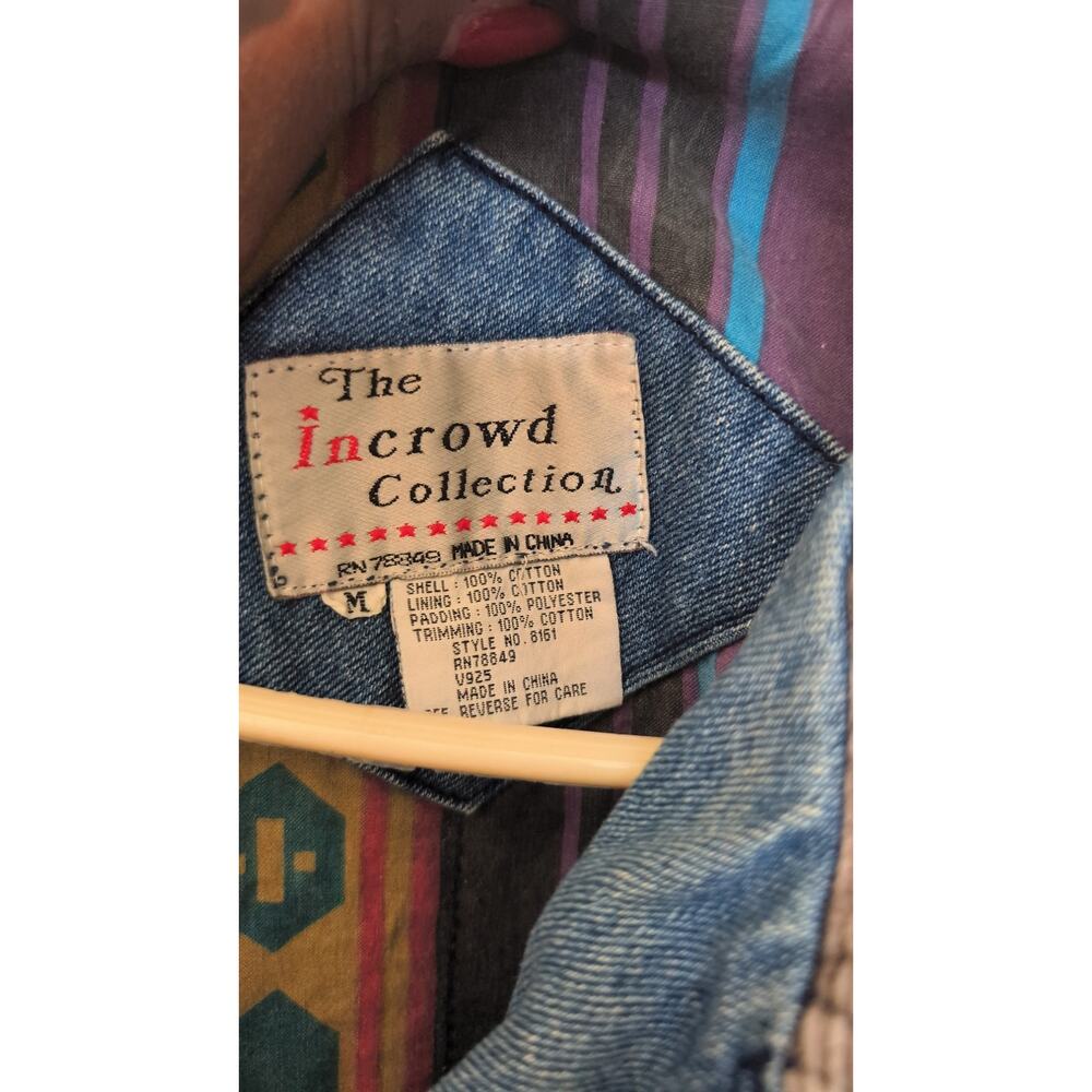 Vintage The In-Crowd Collection Denim Jacket Size Medium Corduroy Collar EUC - Picture 4 of 8